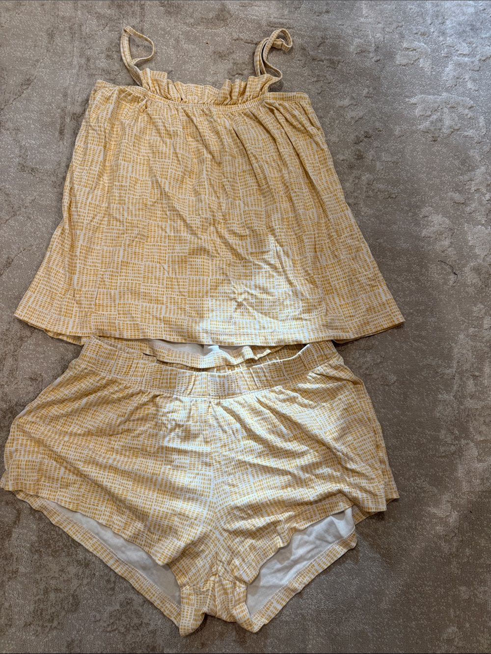 Yellow Printed Women's PJ Set - Lightweight Summer Style